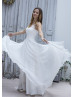 Ivory Lace Polka Dot Organza Cheap Beautiful Wedding Dress 